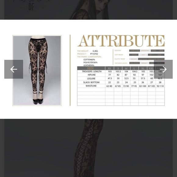 😈Devil Fashion “Bathory” Gothic Patterned Mesh Leggings - Picture 13 of 14